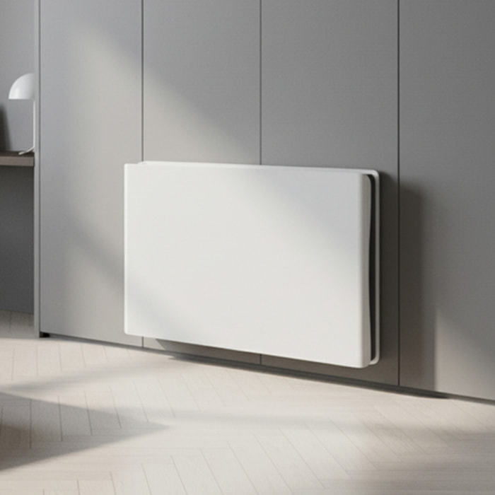 Radiateur inertie double coeur ceramique + film LCD 2000W blanc & gris