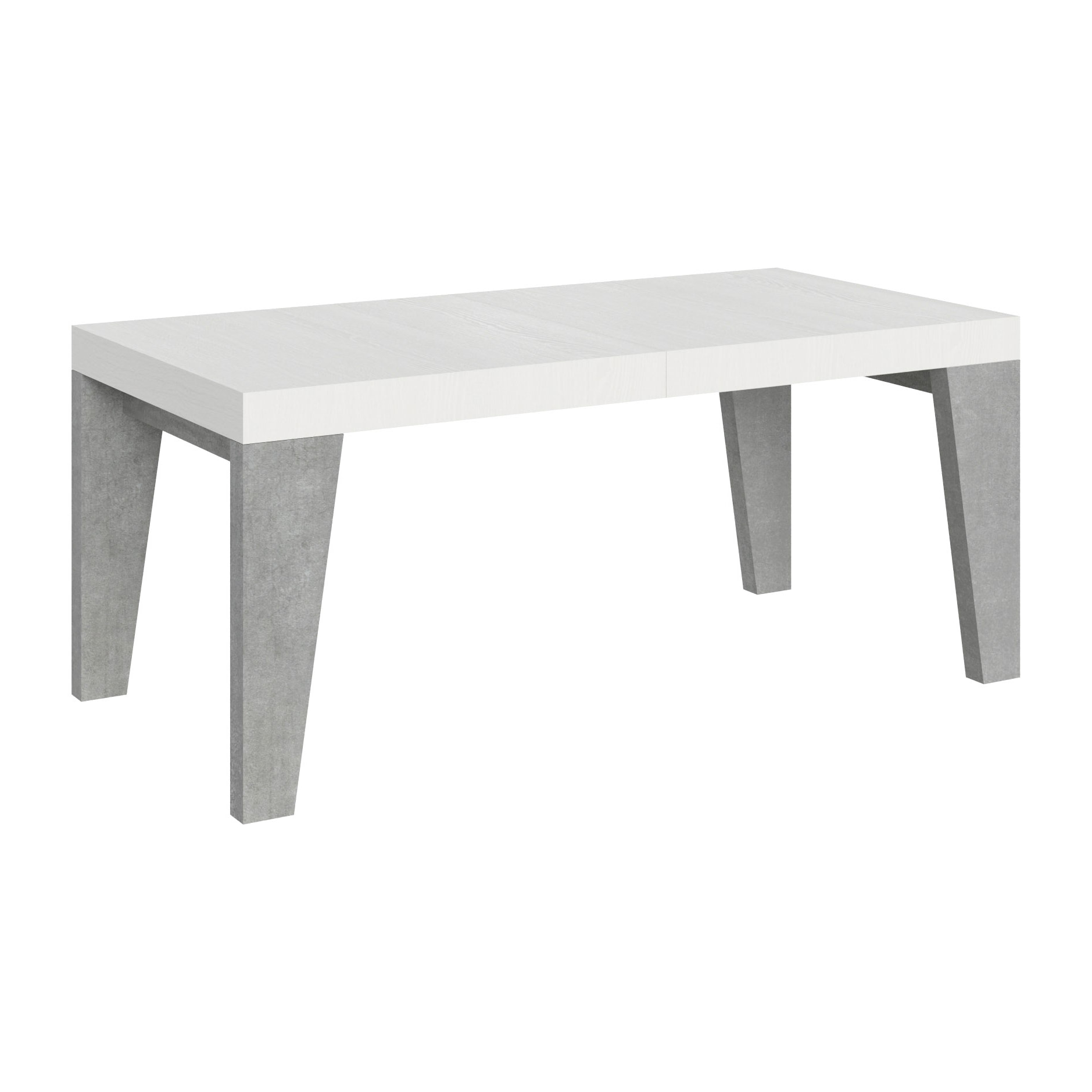 Mesa extensible 90x180/284 cm Naxy Mix tapa Fresno Blanco patas Cemento