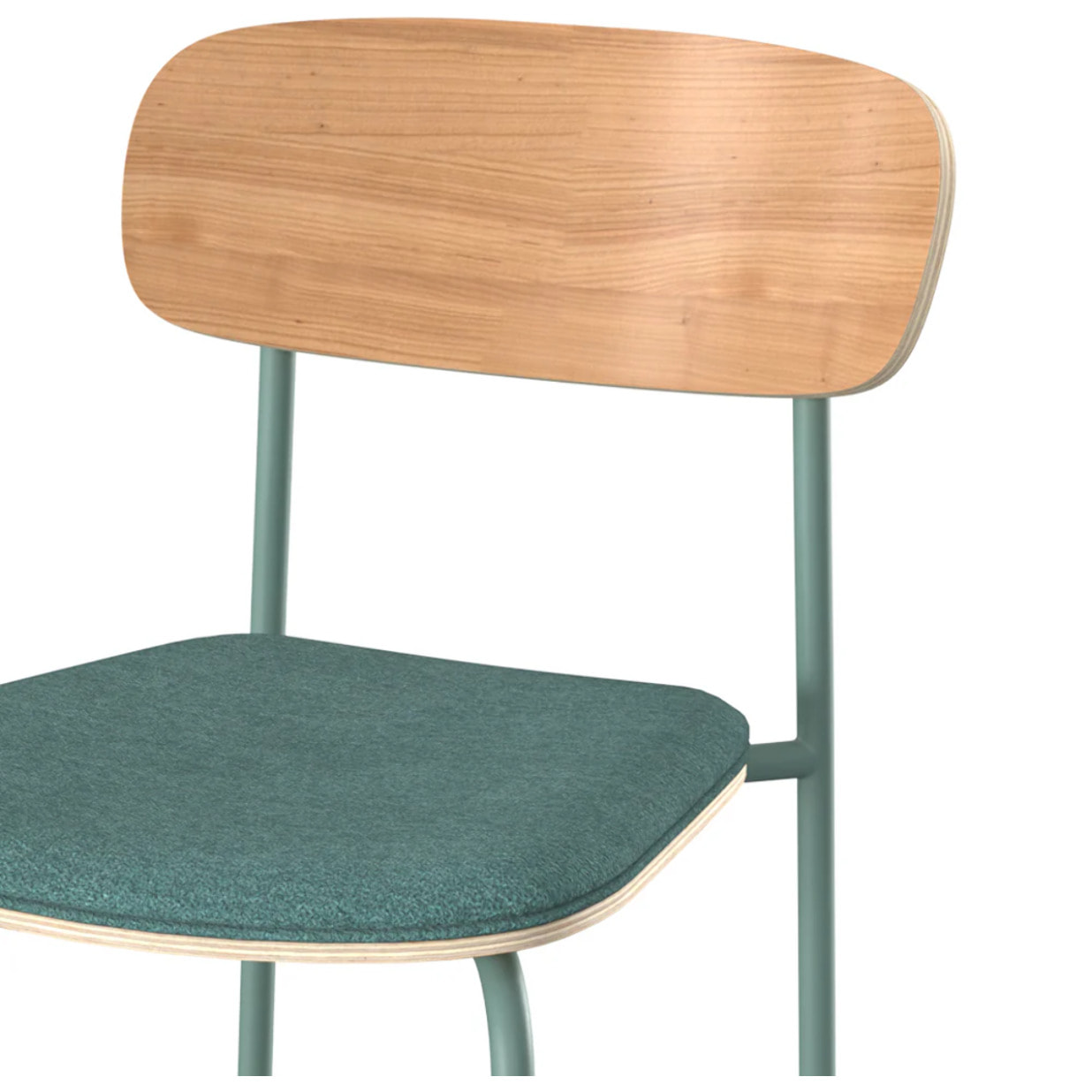 Lot de 2 chaises en bois clair et tissu bleu canard - Alba