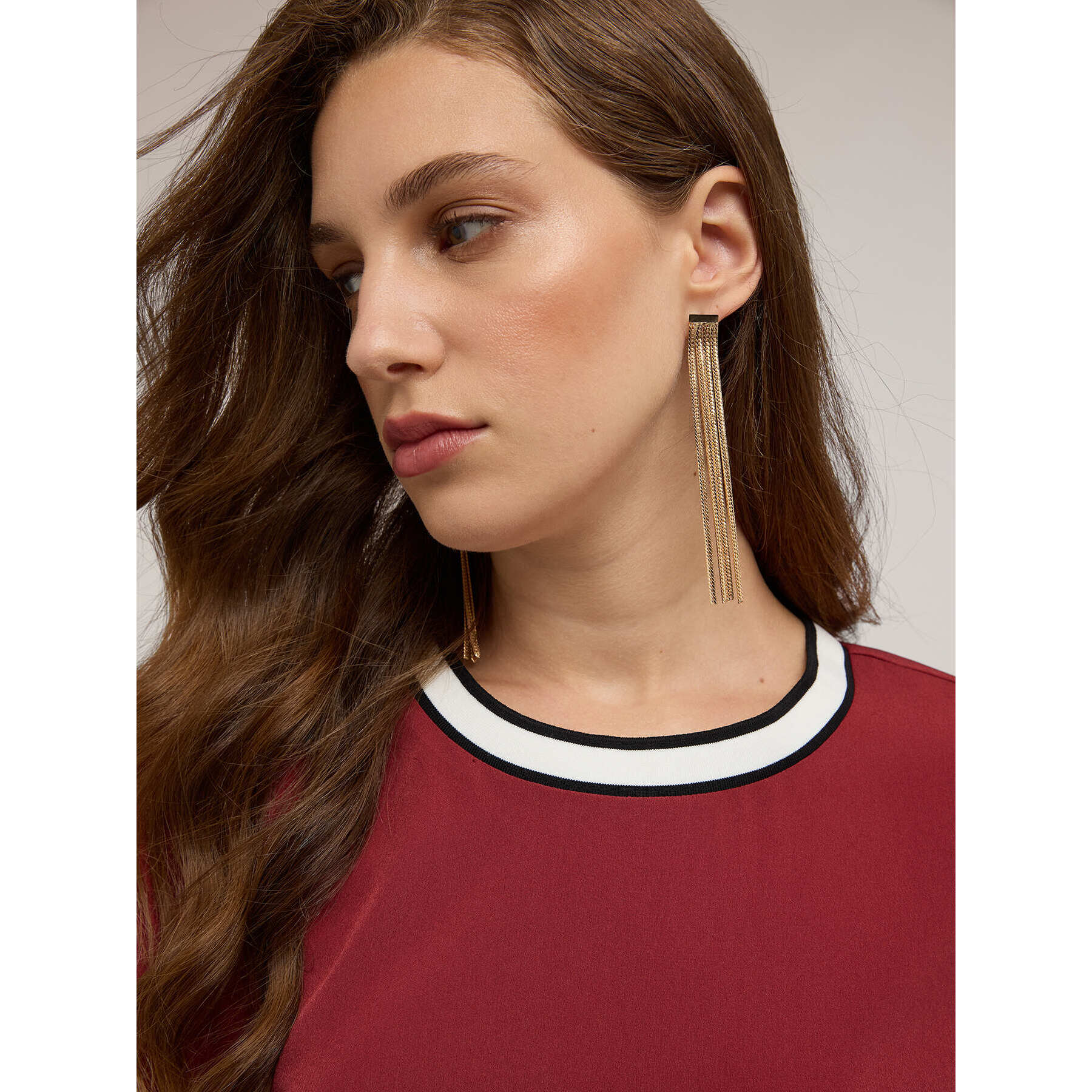 Motivi - Blusa con bordo in maglia - Bordeaux