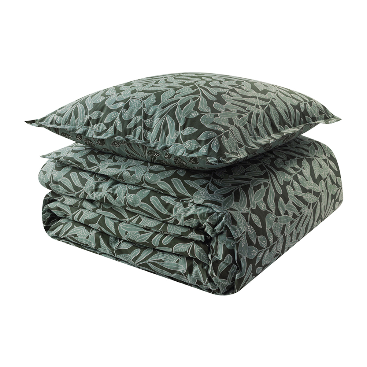 Parure de lit Housse de couette + Taie rectangle en coton, GAÏA, Vert