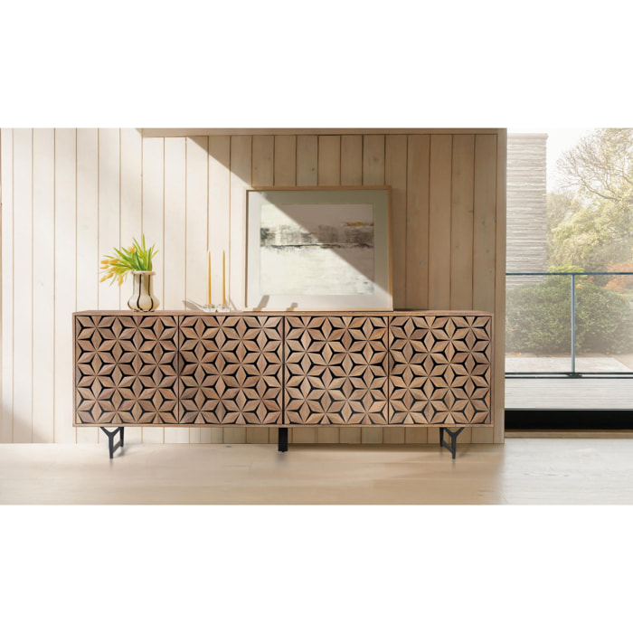 Aparador de Madera de Mango Estilo Contemporáneo Geométrico