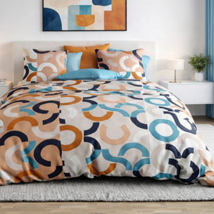 Parure housse de couette imprimé 100% coton - igor - bleu