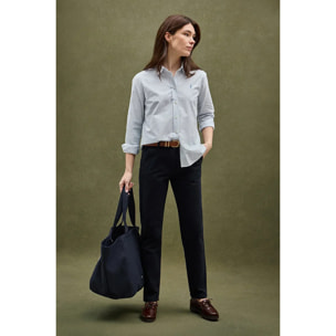 Camicia da donna a righe blu regular fit con logo Rigby Go