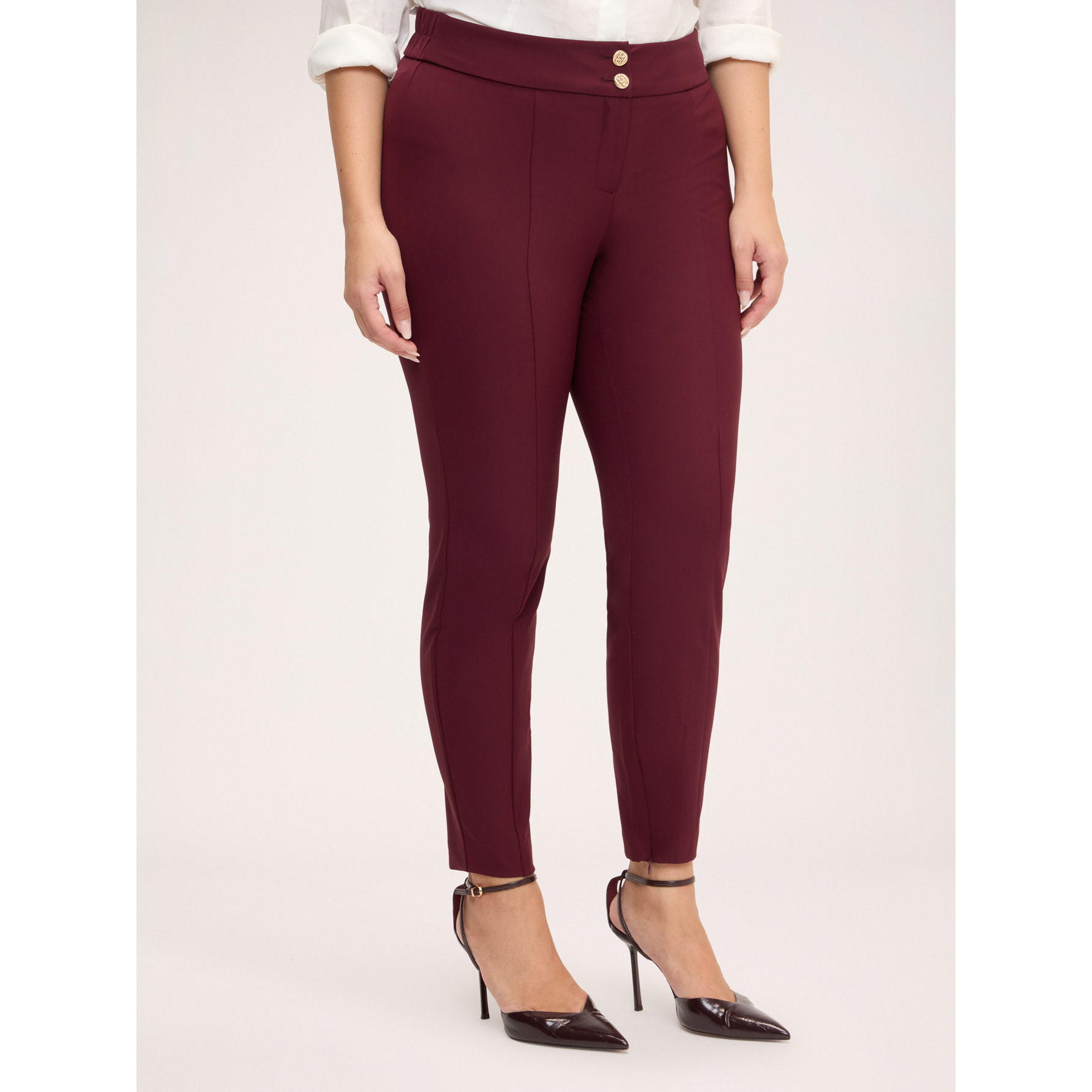 Fiorella Rubino - Pantaloni skinny con zip al fondo - Bordeaux