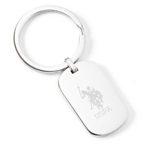 Portachiavi U.S. Polo Assn. In acciaio con pelle e logo