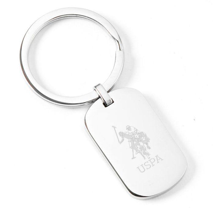Portachiavi U.S. Polo Assn. In acciaio con pelle e logo