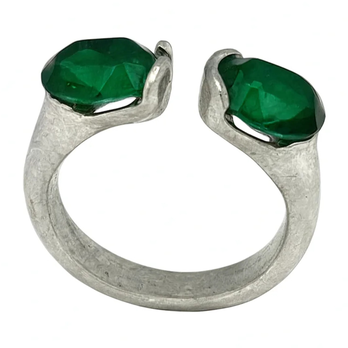 Anillo doble cristal abierto alianza plata 10µ cristal Sw esmeralda