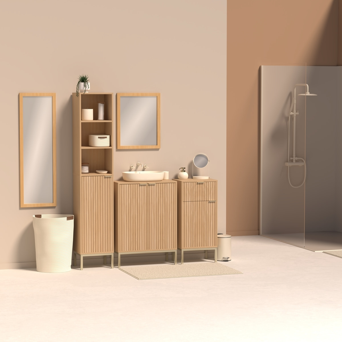 Set de 3 paniers "Duo" ivoire