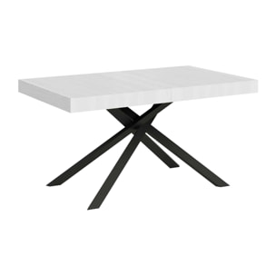 Table extensible 80x140/224 cm Karida frêne blanc pieds anthracite