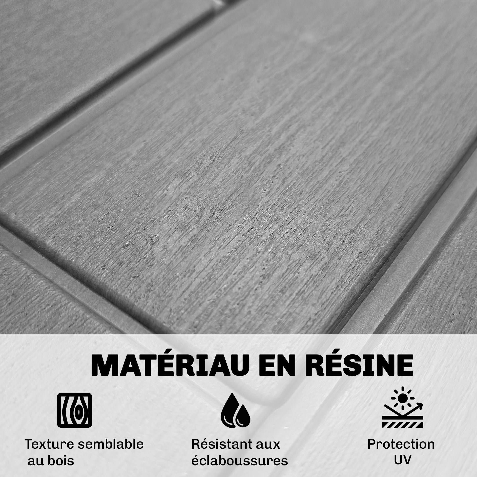 Coffre de jardin 379L verrouillable PP aspect bois gris