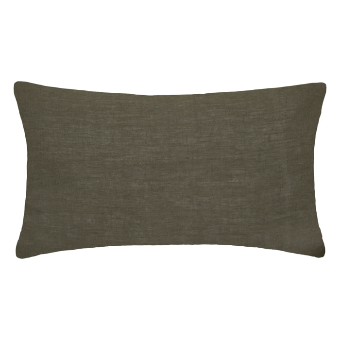 Funda de cojín 100% lino 50x70cm caqui