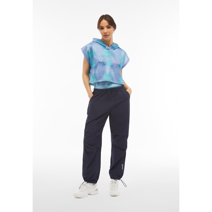 Pantaloni stile parachute pants in popeline