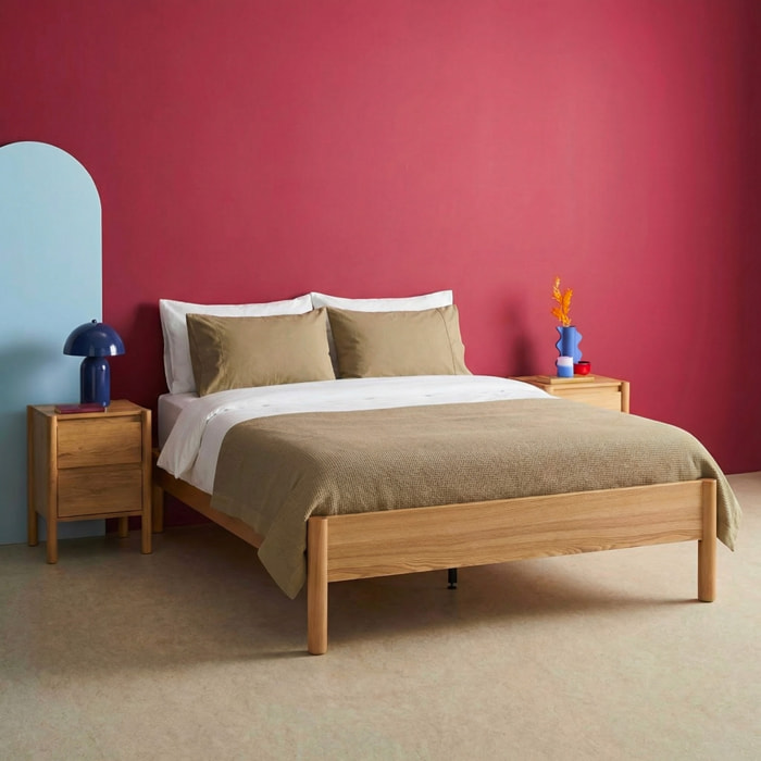 Lit avec sommier à lattes 140x190cm décor bois HARMONY