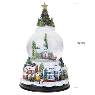 Carillon con Villaggio+Albero Natale - Pezzi 1 - Colore Verde - 10x20Hx10cm - Bianchi Dino