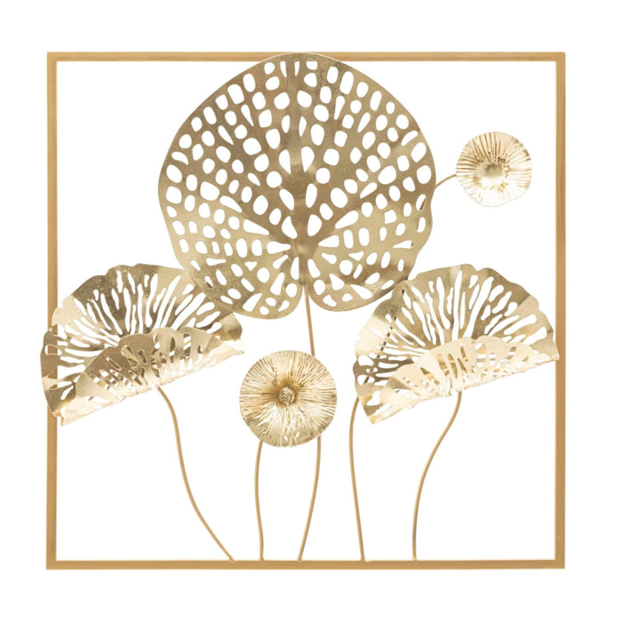 PANNELLO IN FERRO GOLD FLOWERS CM 50X5X50