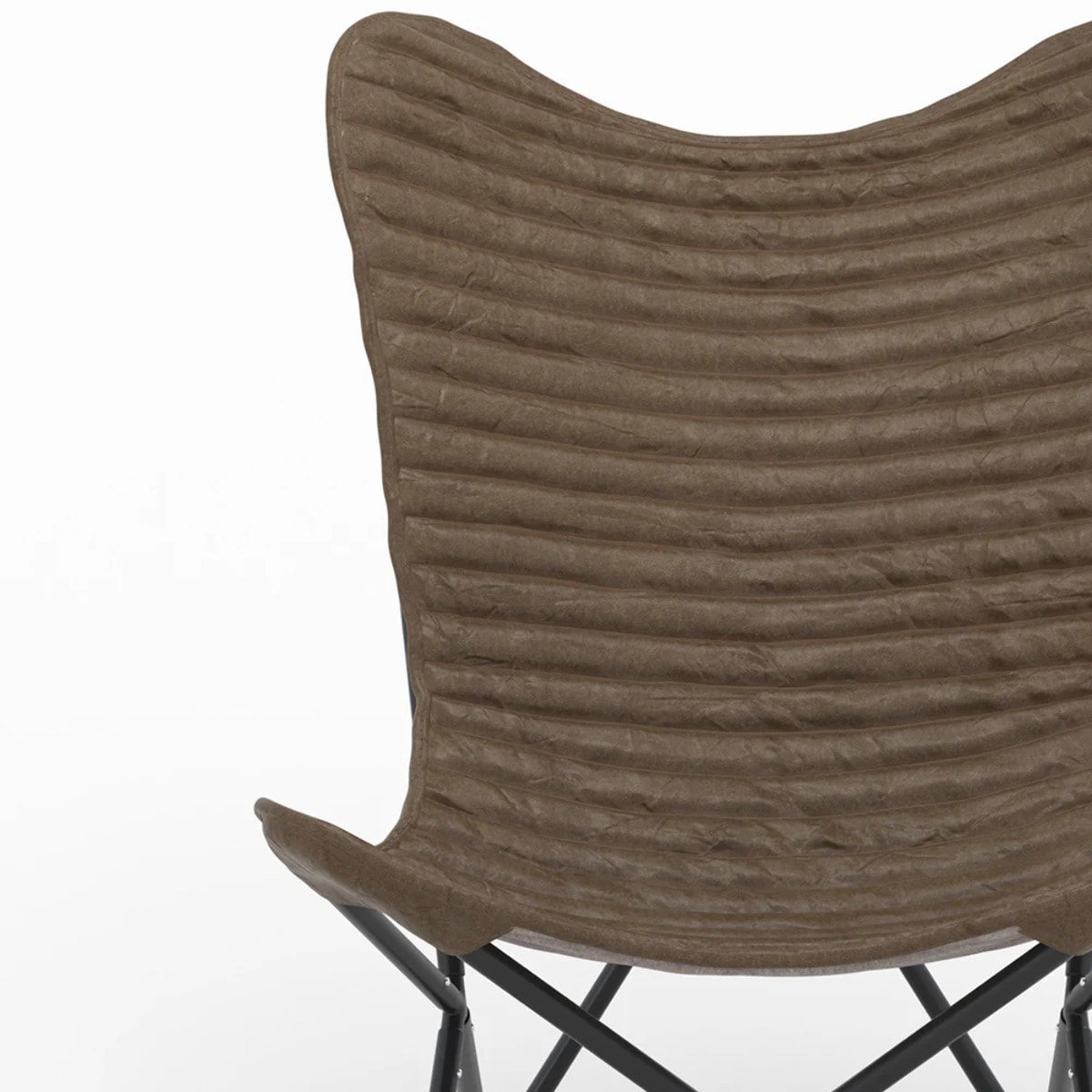 Fauteuil papillon en cuir de chèvre marron - Octave