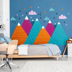 Stickers muraux enfants - Décoration chambre bébé - Autocollant Sticker mural géant enfant montagnes scandinaves NITIKA