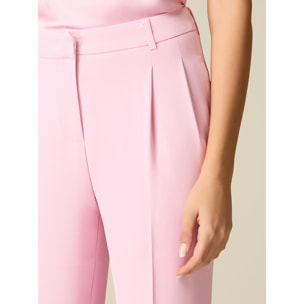 Oltre - Pantalones de tejido crepé con pinzas - Rosa