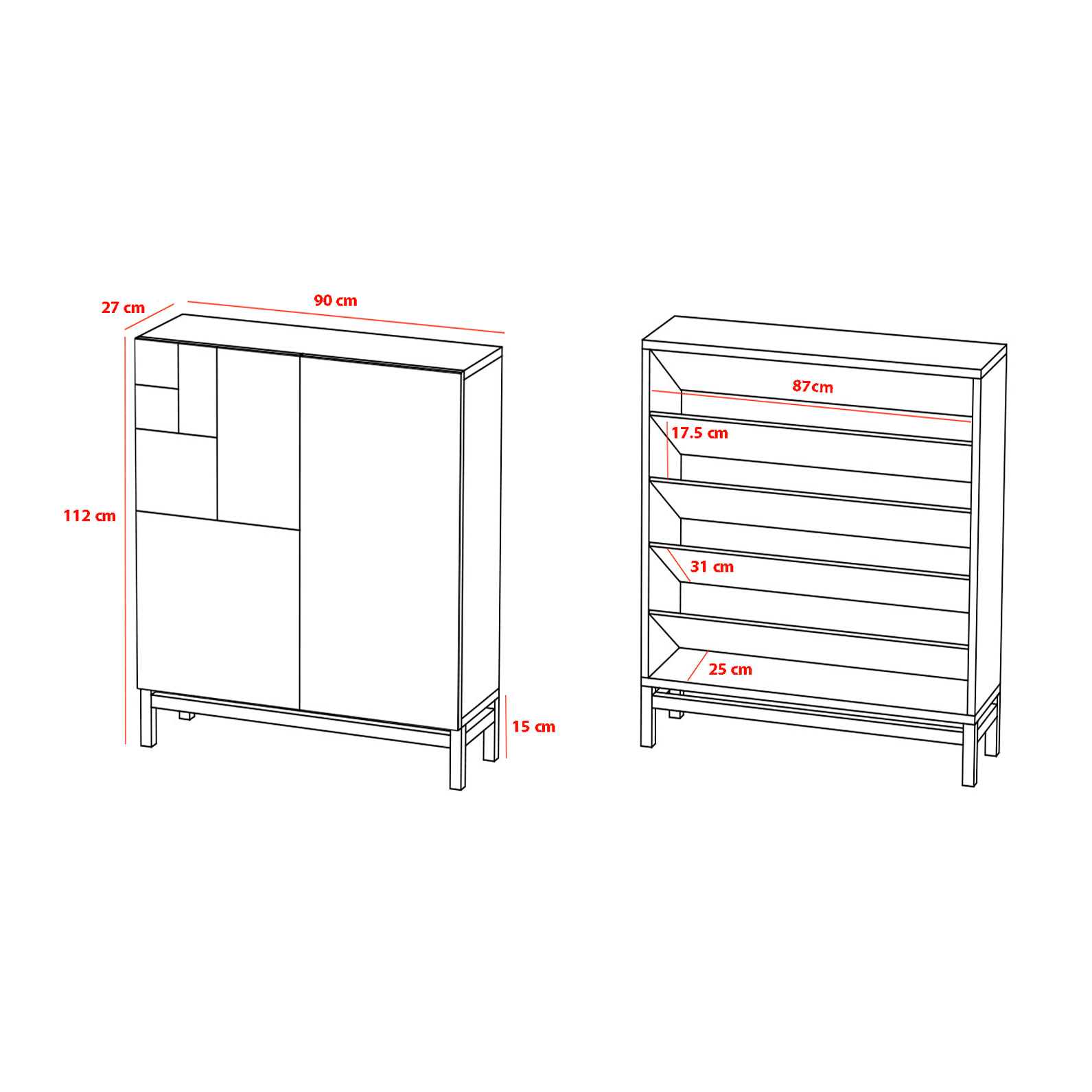 Zapatero melamina Volda roble dorado 112x90x27 cm