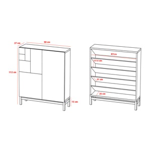 Zapatero melamina Volda roble dorado 112x90x27 cm