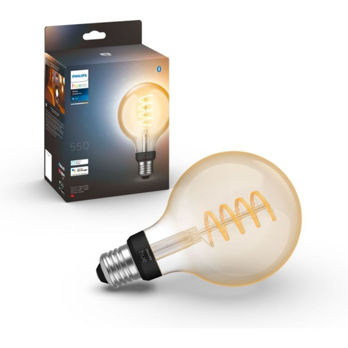 Ampoule LED connectée PHILIPS HUE White Ambiance E27 7W Globe Filament