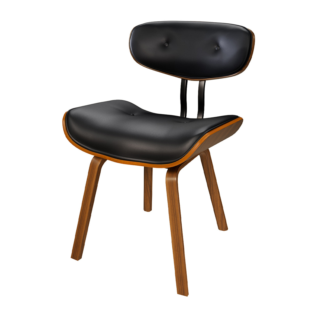 Chaise en PU noir et pieds en bois plié - Pétrus