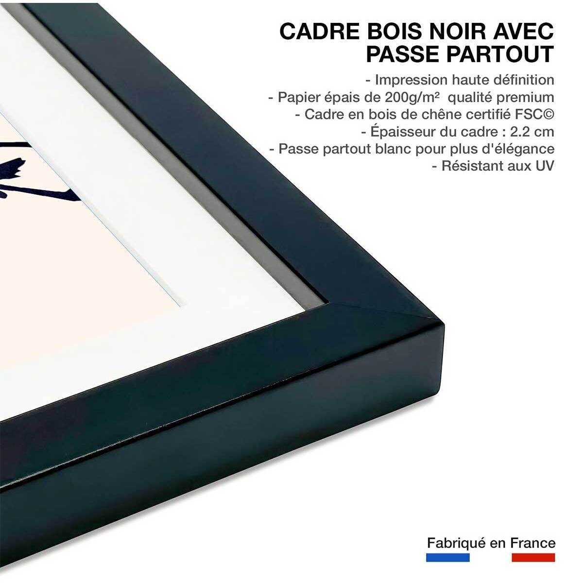 Affiche paysage Grue au soleil levant Affiche sous cadre noir