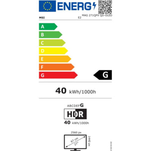 Ecran PC Gamer MSI MAG 271QPX QD-OLED E2