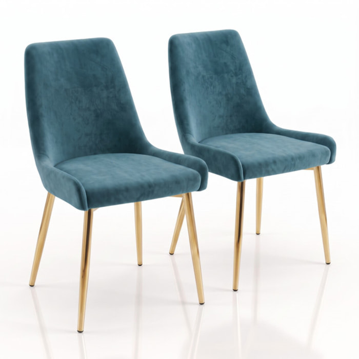 Sedia Imbottita in Effetto Velluto con Gambe Oro, Design Moderno ed Elegante per Sala da Pranzo, Cucina, Soggiorno, Studio e Ufficio