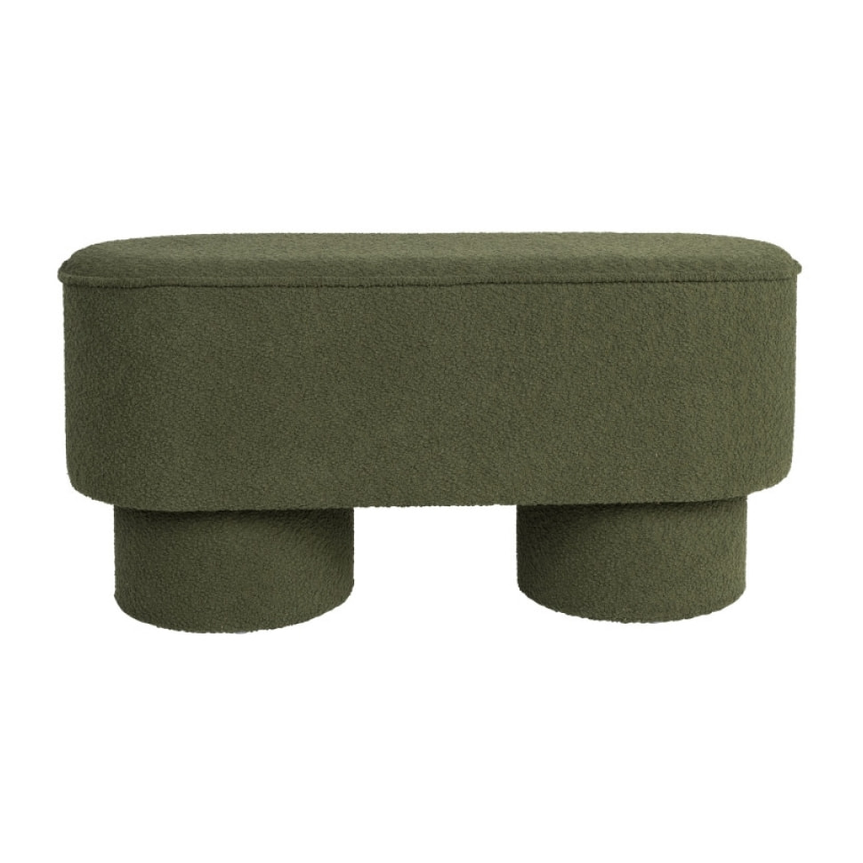 Marcos - Banc arrondie en tissu bouclette L93cm : Couleur - Vert kaki