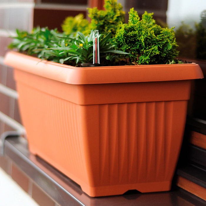Macetero para balcon Prosperplast 11 L en color terracota CON SISTEMA DE RIEGO 60 x 18 x 14 cm