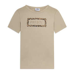 T-shirt Manica Corta con Grafica Animalier e Logo FREDDY