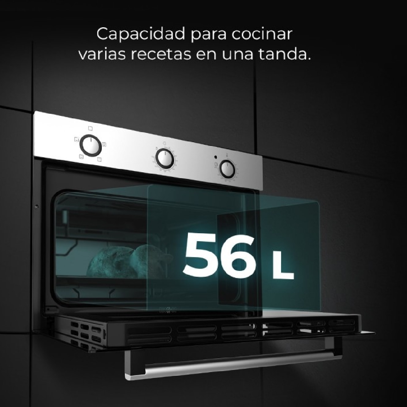 Cecotec Horno Integrable 45cm de Alto Bolero Hexa C134500 Inox A 2600W 56L de Ca