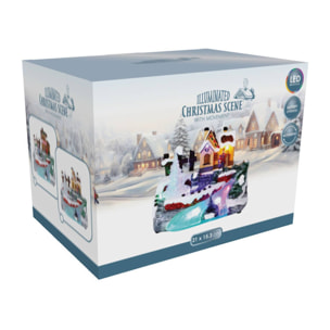 Escena invernal decorativa con movimiento y luces led - 2 diseños (surtido)