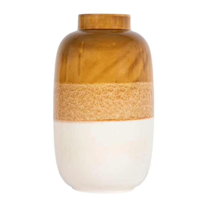 Florero Ceramica Beige Amarillo 20x20x34 Cm
