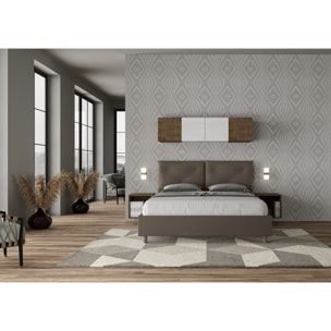 Letto matrimoniale contenitore imbottito 160x200 similpelle cappuccino Appia