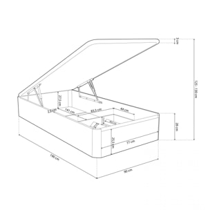 Canapé con zapatero 90x190 cm en artic Luxury Plus 3D Artic
