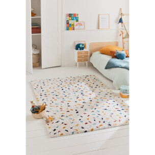 Tipi - tapis shaggy enfant en laine artificielle à motif confettis multicolore