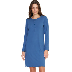 Camicia da notte donna florencia in costina di viscosa con collo a cinque bottoni Noidinotte