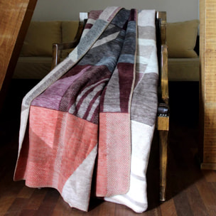 Plaid coton & autres fibres 470 g/m² motif jacquard multicolore Medley brique