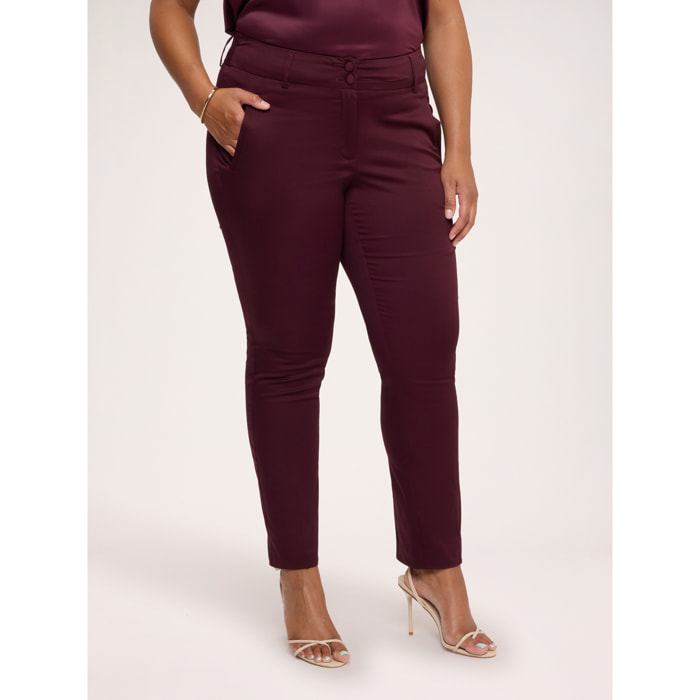 Fiorella Rubino - Pantalones New York en algodón stretch - Burgundy