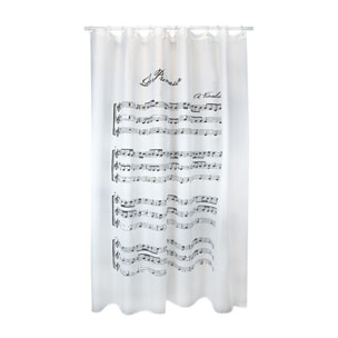 Rideau de douche Polyester VIVALDI 180x200cm QUALITE PREMIUM Noir & Blanc - Anneaux inclus MSV