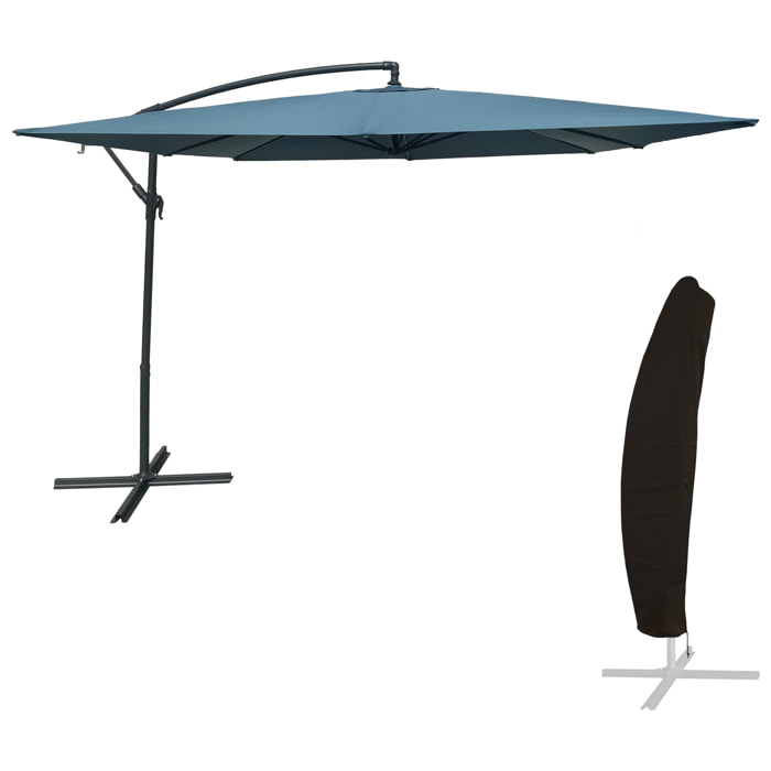 Parasol déporté MOLOKAI carré avec housse - Bleu gris