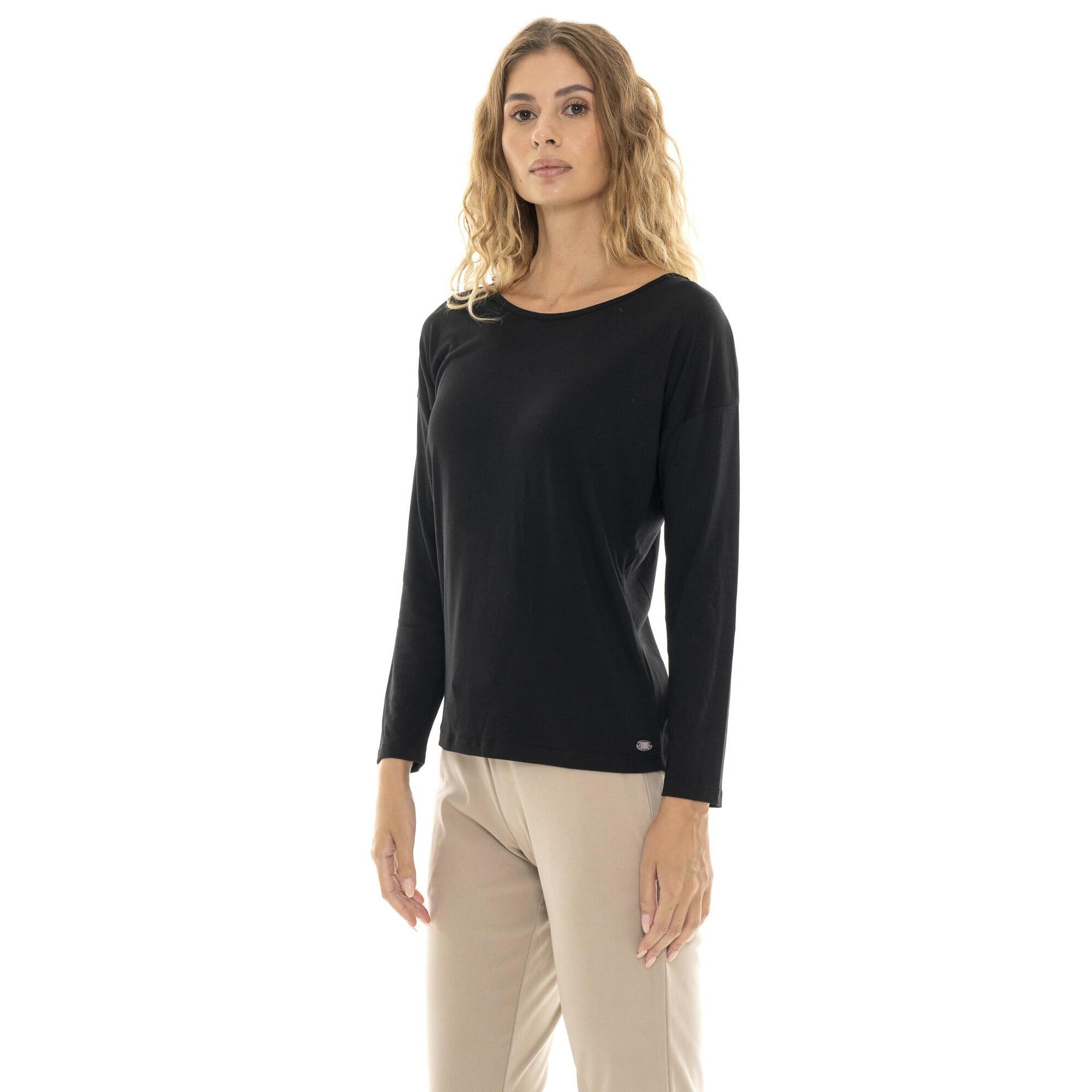 T-shirt da donna a manica lunga con spacco sul retro 'Pearl'