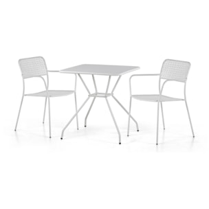 Tavolo quadrato 70x70 in acciaio da giardino, bianco