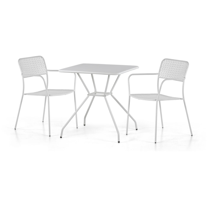 Tavolo quadrato 70x70 in acciaio da giardino, bianco