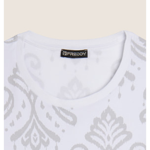 Tuta donna in jersey con felpa girocollo stampa floreale