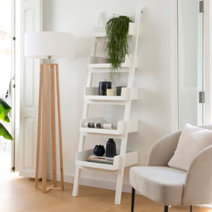 Étagère Bassay -bois massif et panneau de mdf-couleur laqué blanc mat 53 x 185 x 43 cm