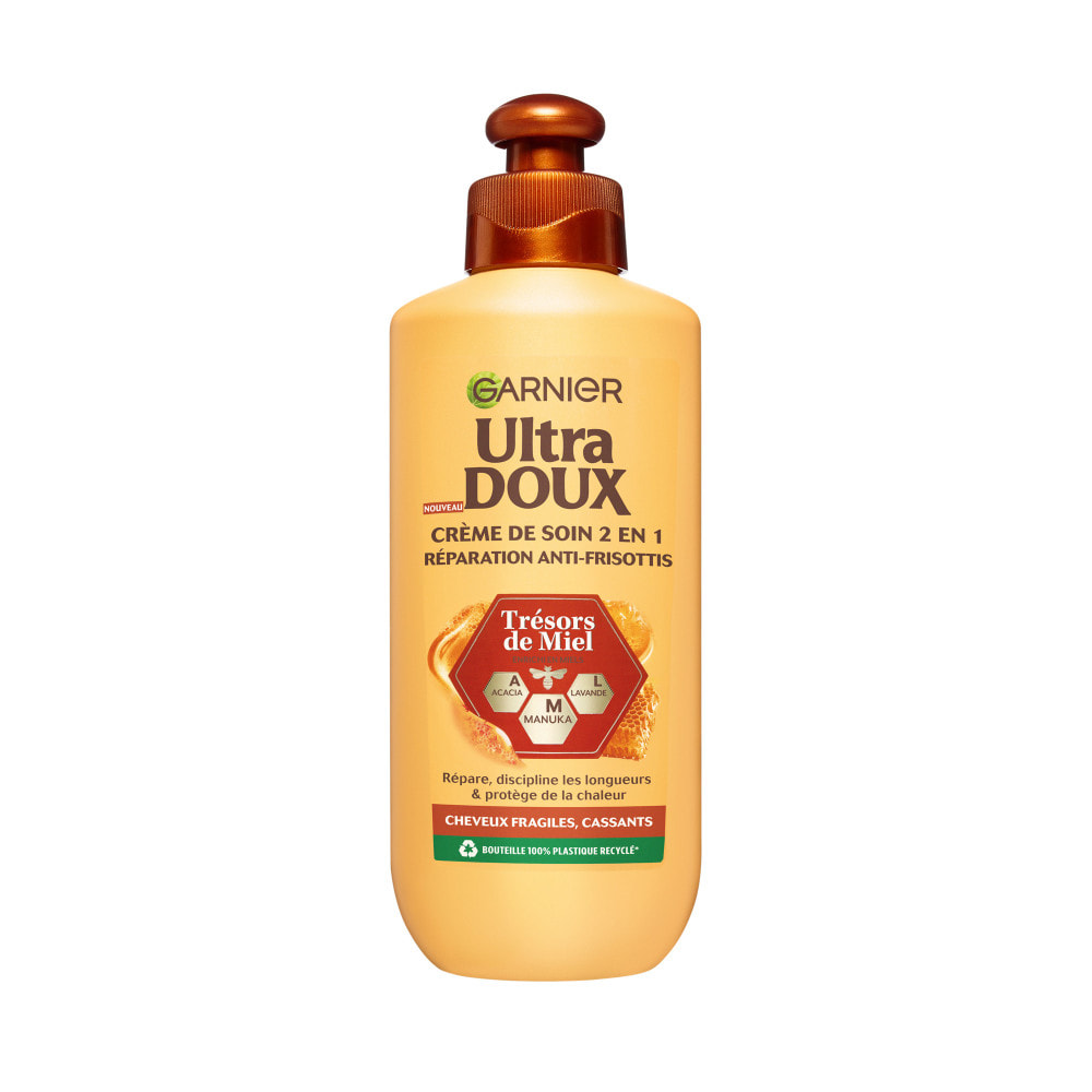 Lot de 6 - Garnier Ultra Doux Trésors de Miel Crème de Soin 2-en-1 Réparation Anti-Frisottis 200ml - Homme & Femme